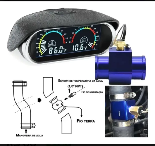 Kit Voltímetro Sensor Temperatura