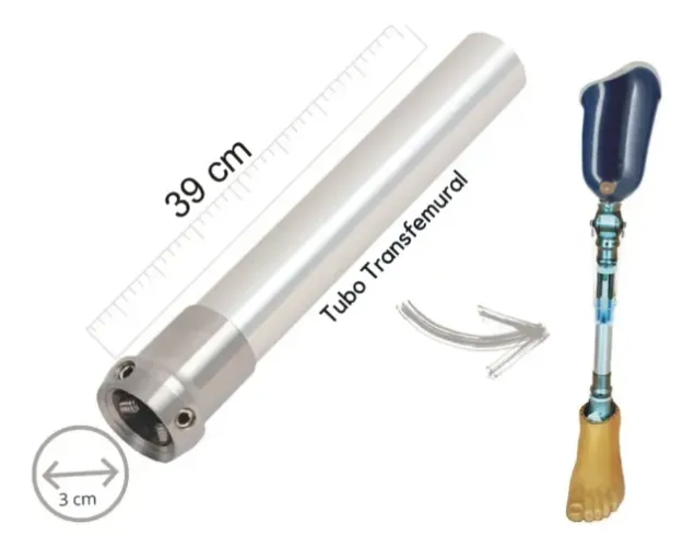 Tubo De Alumínio 30 mm Com Adaptador De Aço Longo 390 mm