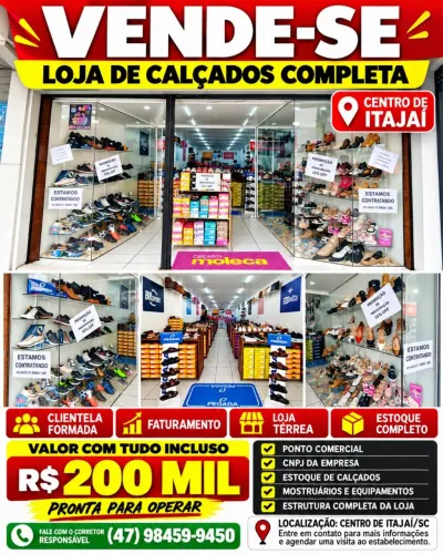 Loja de calçados a venda centro Itajaí sc