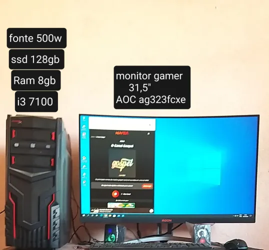 Computador completo Intel i3 7100 + 8gb ram + monitor gamer 31'5