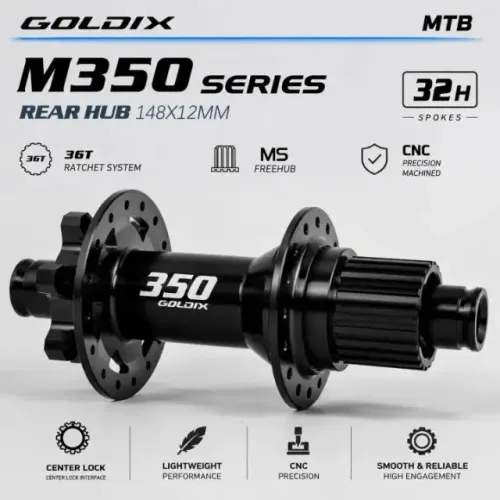 Cubo Traseiro GOLDIX M350 MTB Boost 32 Furos Ratchet 36T J-Bend 6-Bolt