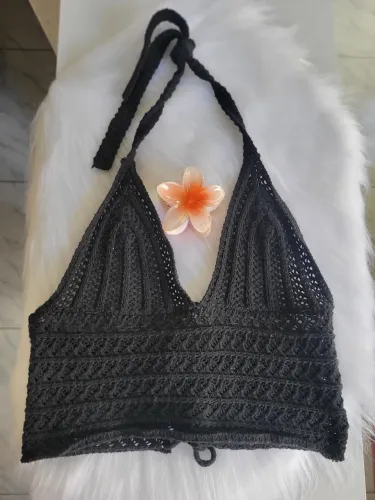 Cropped tricô preto P