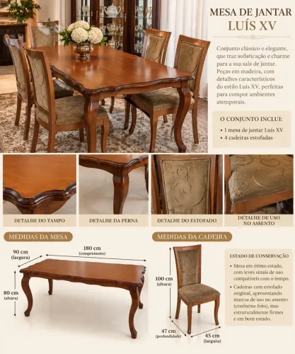 Mesa de jantar Luís XV