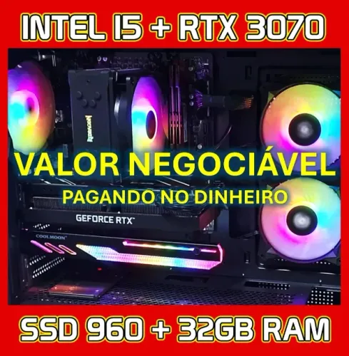 PC Gamer - INTEL I5 12400F + RTX 3070 8GB + 32GB DDR4 + SSD 960GB