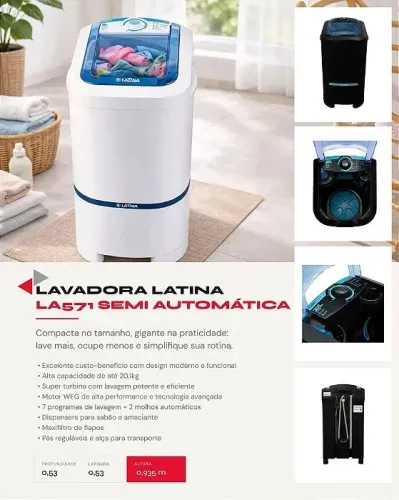 LAVADORA LATINA SEMI AUTOMÁTICA