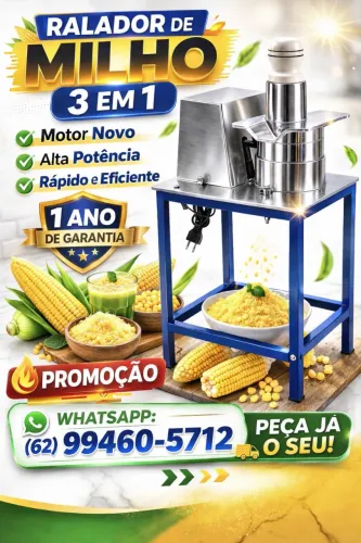 Ralador Elétrico para Milho, Queijo e Mandioca (MOTOR NOVO)