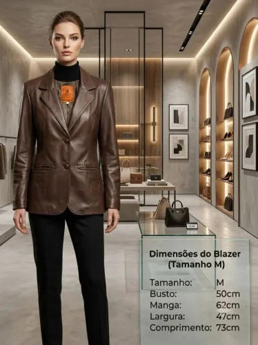 Blazer Feminino em Couro Legítimo | Kalline |Tamanho M - NOVÍSSIMO!