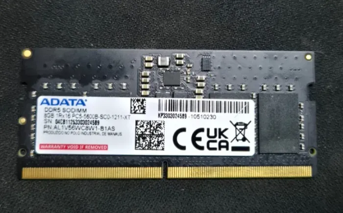 Memória RAM Adata DDR5 8GB 5600mhz 1.1v SO-DIMM
