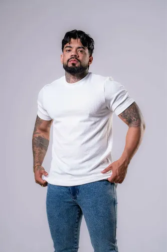 Camisa canelada com elastano