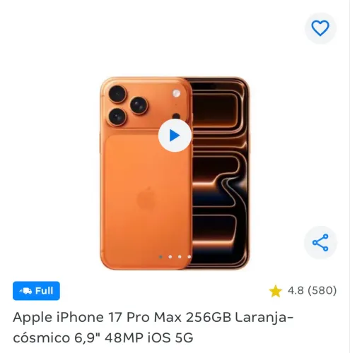 IPHONE 17 PRO MAX - 256G LARANJA LACR PARCELO COM JUROS DA MAQUINETA Whats: *19