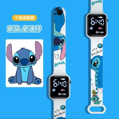 Relógio digital Stitch Stich - azul ou rosa 
