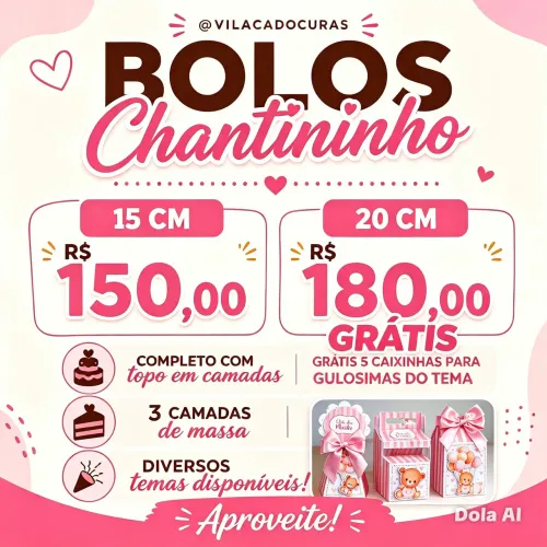 Bolo temático/ bolo decorado/ chantininho/mesversario