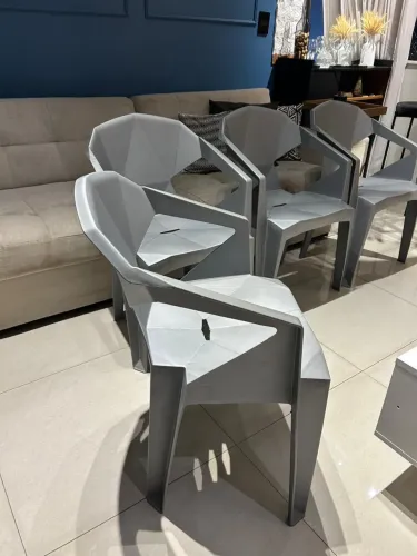 Conjunto 4 cadeiras diamond decor mobilia - CINZA