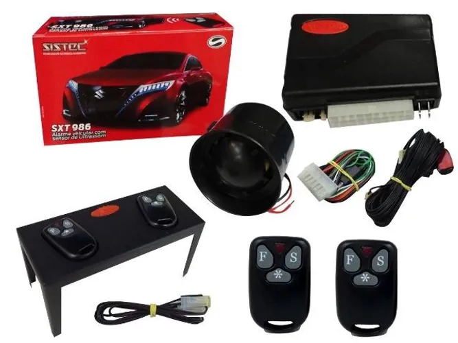 Alarme automotivo universal Sistec SXT 986 2 controles Bloqueio antiassalto ultrassom