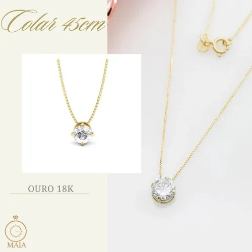 Corrente veneziana com pingente ponto de luz em ouro 18k