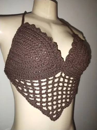 Top Crochê Marrom - Estiloso e Confortável