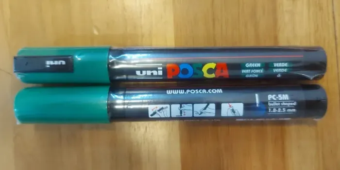 2 Posca Caneta Marcador Verde Posca PC-5M Cor  Lacrada - Preço por 2 Unidades (Tenho 9)
