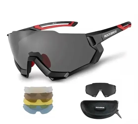 Oculos ciclismo Rockbros 5 lentes armação preta