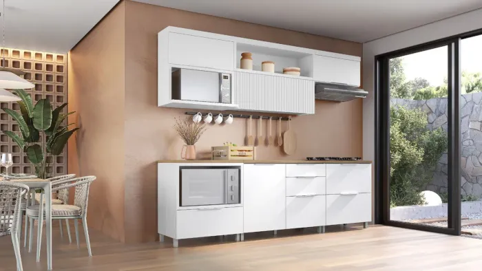 OK - COZINHA ESTILO PLANEJADA 100% MDF COMPOSIÇÃO E - MARQUESA - SEIS PEÇAS 100% MDF