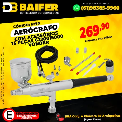 Aerógrafo Com Acessórios 15 Peças 6220015000 Vonder