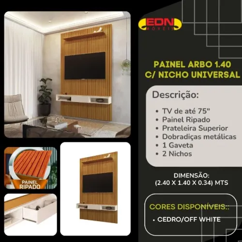Painel Ripado Arbo 1.40 C/Nicha Novo
