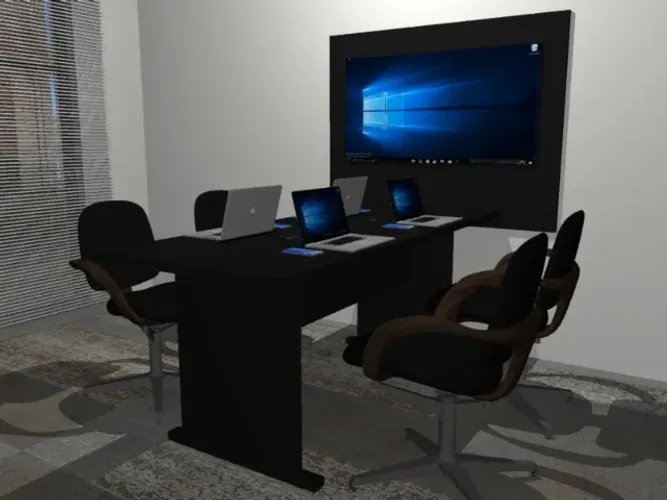 Mesa de Reunião Simply Black. Em Madeira Maciça/MDF: L180cm x P80cm x A74CM