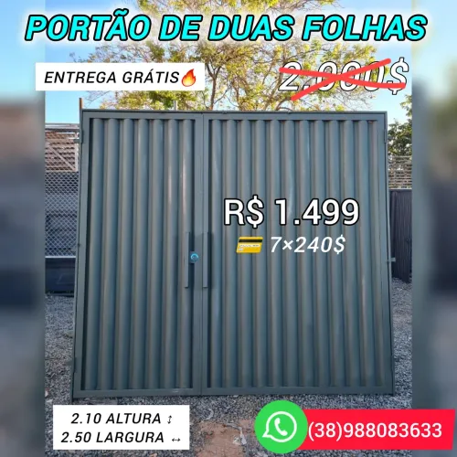 Portão de duas folhas 2,10x2,50 - Oportunidade R$ 1.499