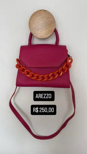 BOLSA AREZZO ORIGINAL COURO ECOLÓGICO PINK COM CORRENTE DE ENFEITE LARANJA