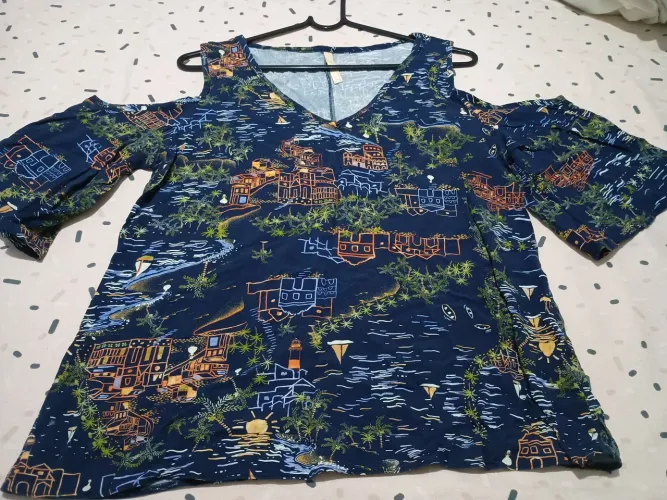 Blusa Feminina, saia e calçados.
