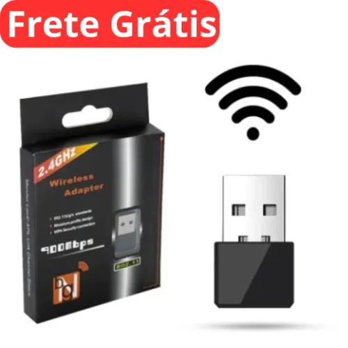 Mini Adaptador Wifi p/ Computador Usb 802.11n 2.4Ghz