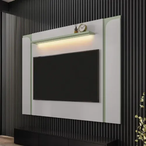 Painel Maresias Off White.Pistache Bechara Moveis - Entrega Rápida! 