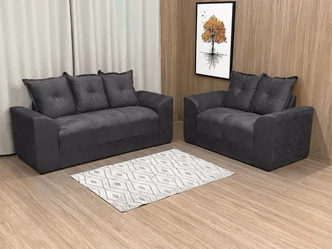 Conjunto Sofá 2 e 3 Lugares Suede Marrom
