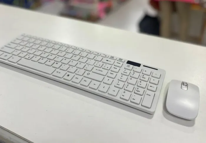 Teclado e Mouse Sem Fio Slim wireless Branco | Entrega em São Luís e região<br>