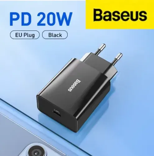 Carregador Baseus 20W + Cabo Baseus 20W de 1M em Nylon pra usb-c para lightning