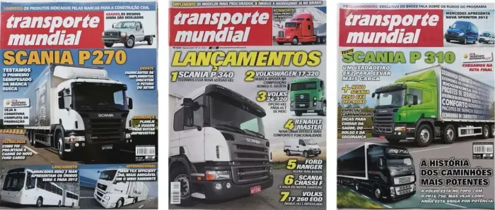Kit 3 Revistas Transporte Mundial - Caminhão Scania P270 P310 P340