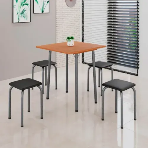 Conjunto Mesa Dobrável Luana Soma Preta - Entrega Rápida!