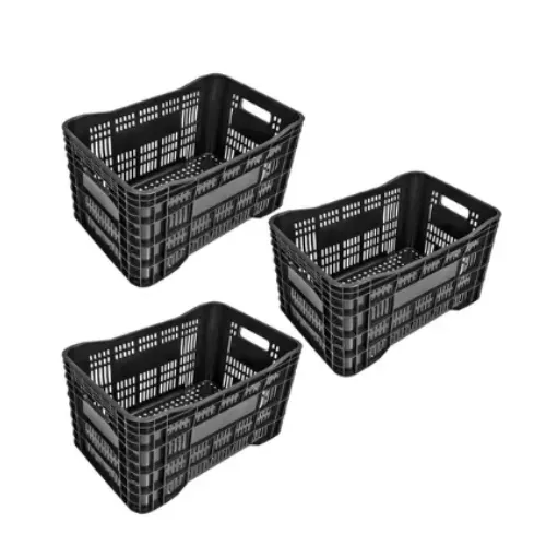 Jr Plasticos Kit 3 Caixas Plásticas Hortifrúti Agrícola Cor Preto PretoJr Plasticos