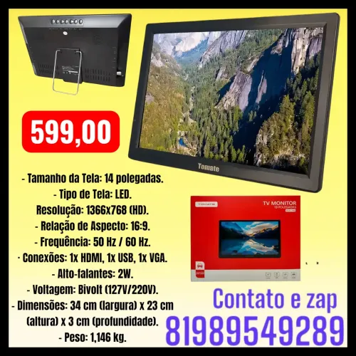 Tv Portátil Tomate Monitor 14  Mtm 1410 Bivolt