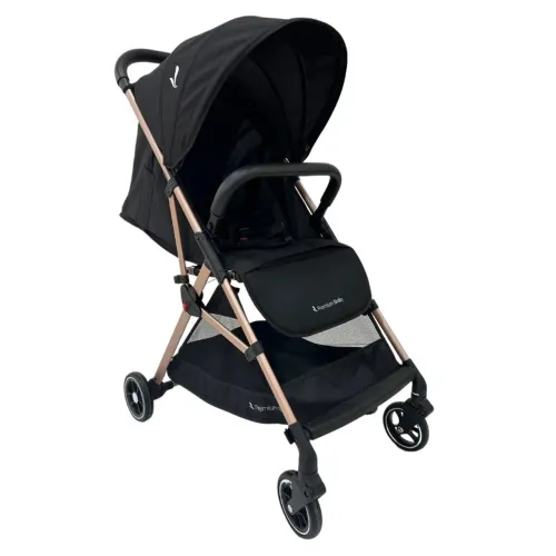(PROMOÇÃO) Carrinho Premium Baby Zurich Preto Rose Couro Preto, Lacrado, NF, Garantia