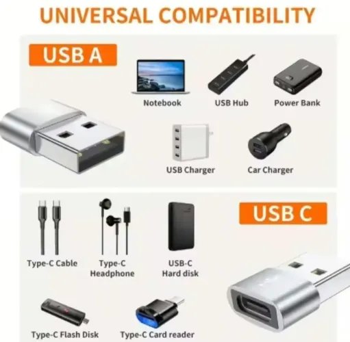 Adaptador OTG USB-A para USB-C (Tipo C)