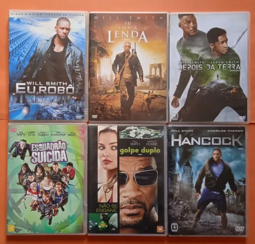 Dvd Eu Sou a Lenda+Eu, Robô+Depois Terra+Esquadrão Suicida+Golpe Duplo e Hancock