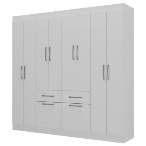 Guarda Roupa Solteiro Rubi 8 Portas Branco