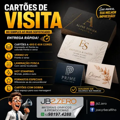 Cartões de Visita do básico ao mais sofisticado, a gente faz pra você!