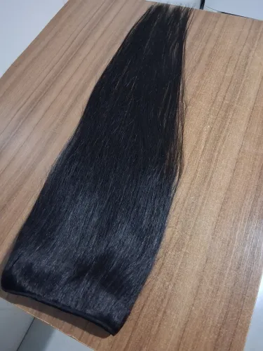 Cabelo 60cm humano na tela liso 
