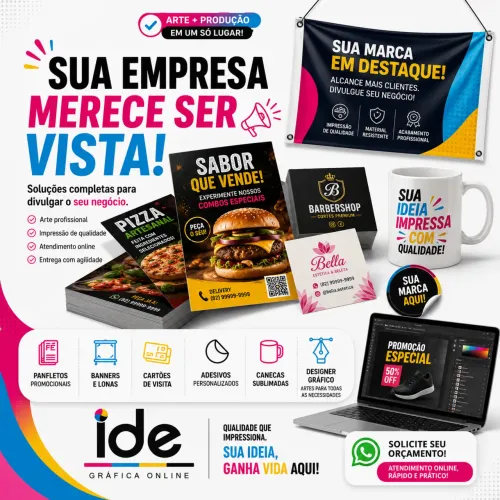Panfletos, Banners, Cartões, Adesivos e Designer Gráfico