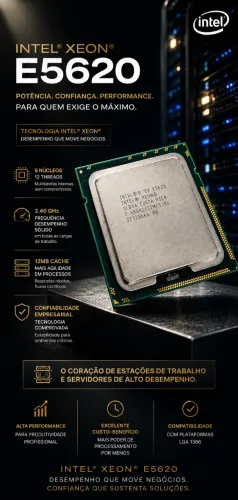 Processador Intel Xeon E5620 Original - 4 Núcleos / 8 Threads - LGA 1366 - Excelente Estad