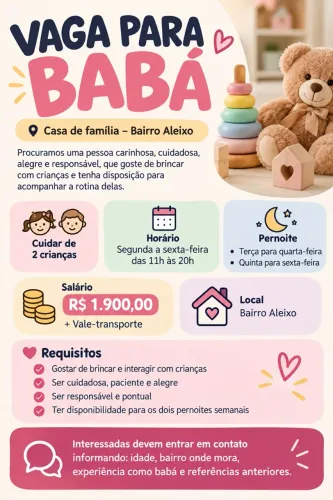 Vaga pra baba no Aleixo