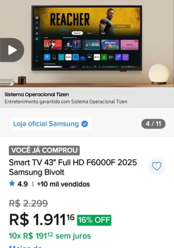 Smart tv samsung 43"