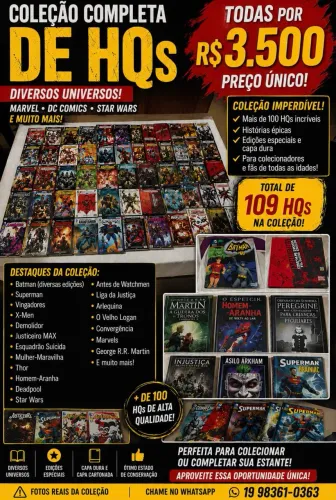 Coleção com 109 HQs Marvel, DC e Star Wars - Lote Completo R$ 3.500