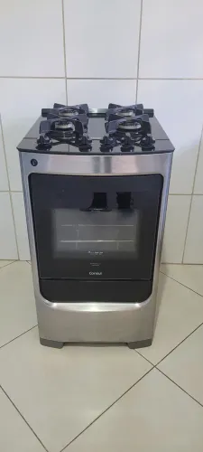 Fogão Consul 4 Bocas Mesa de Vidro Temperado Inox - Lindo e Moderno